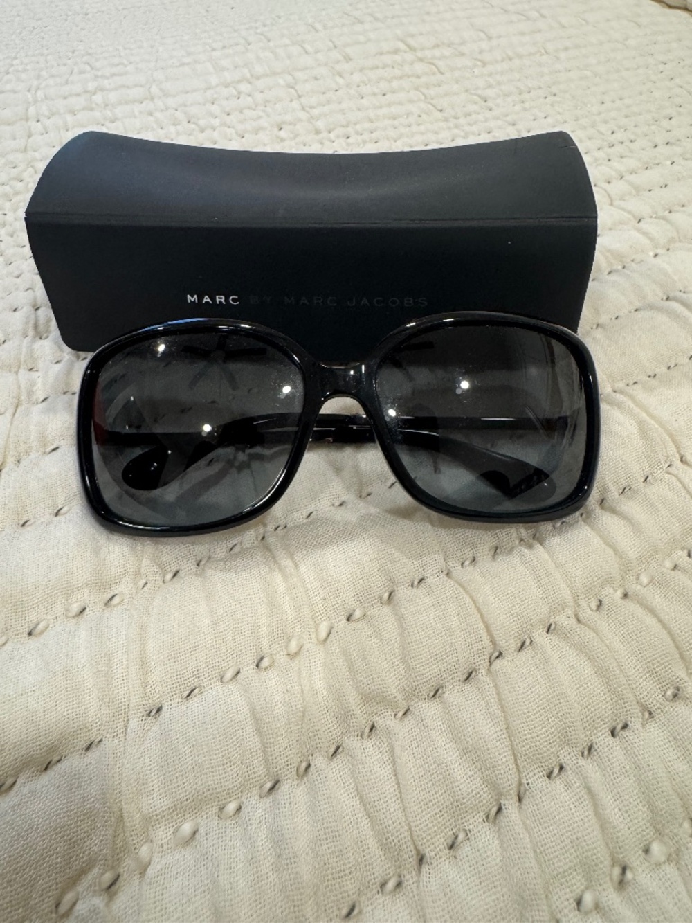 Marc by Marc Jacobs oversized soft square sunglasses in black w/original case